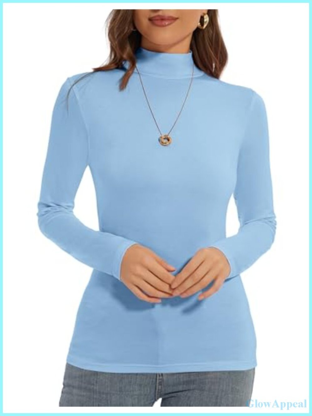 Half Turtleneck Long Sleeve Pullover Slim Fit Basic Casual Tee Top